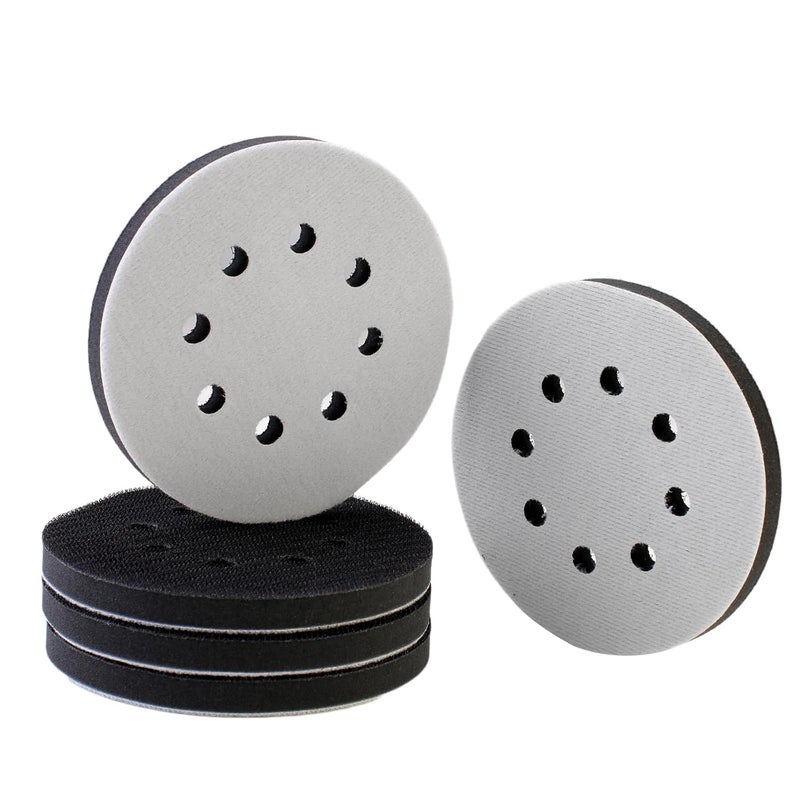 IPELY 5 Pack 5 Inch 8 Holes Foam Interface Pad Surfprep Foam Sanding Pads for Buffer (5 Pack) - Image 1